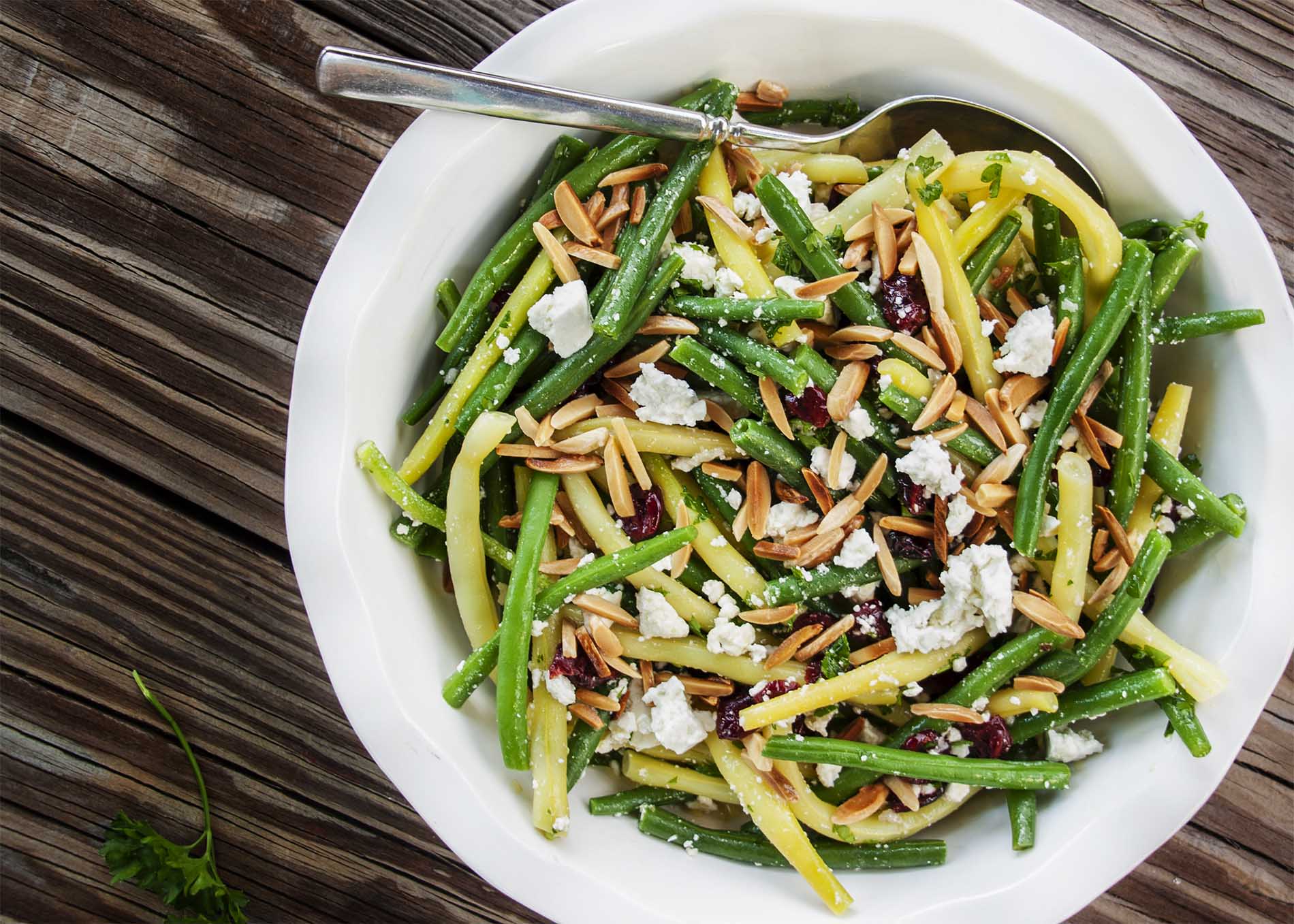 Green Bean Salad with Goat Cheese and Almonds Just a Little Bit of Bacon