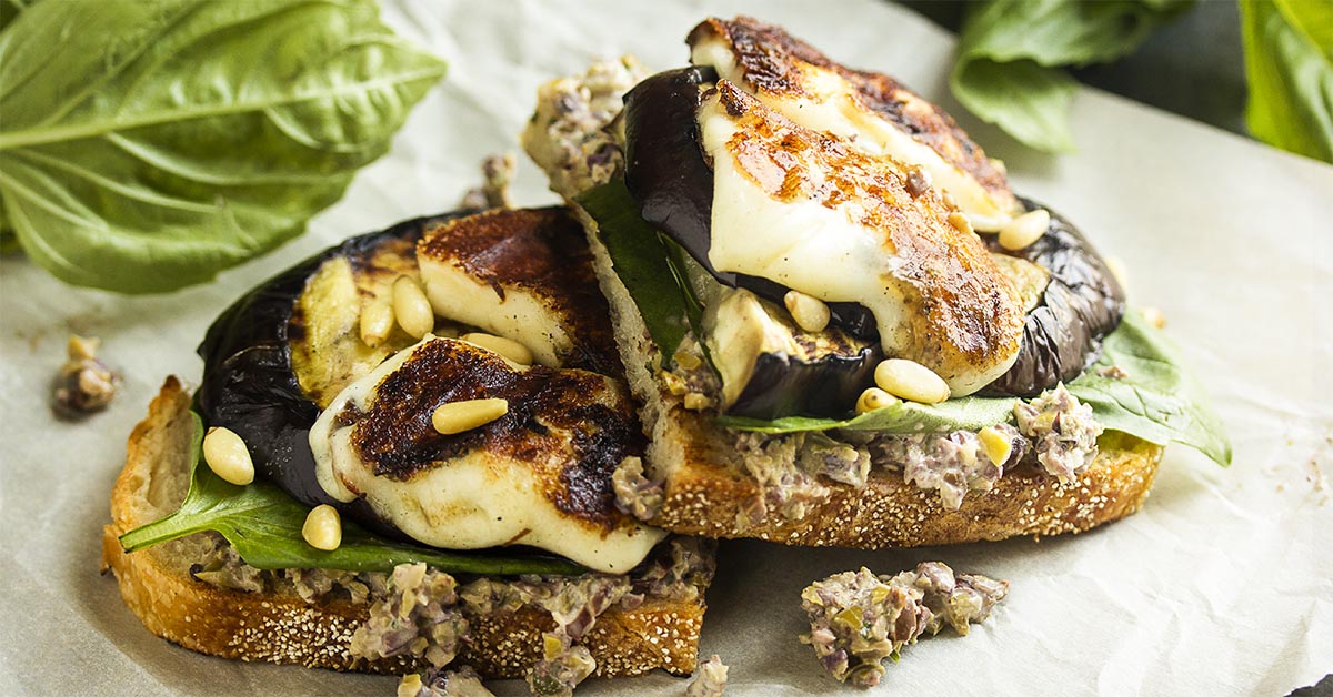 Grilled Eggplant and Halloumi Sandwich Just a Little Bit of Bacon