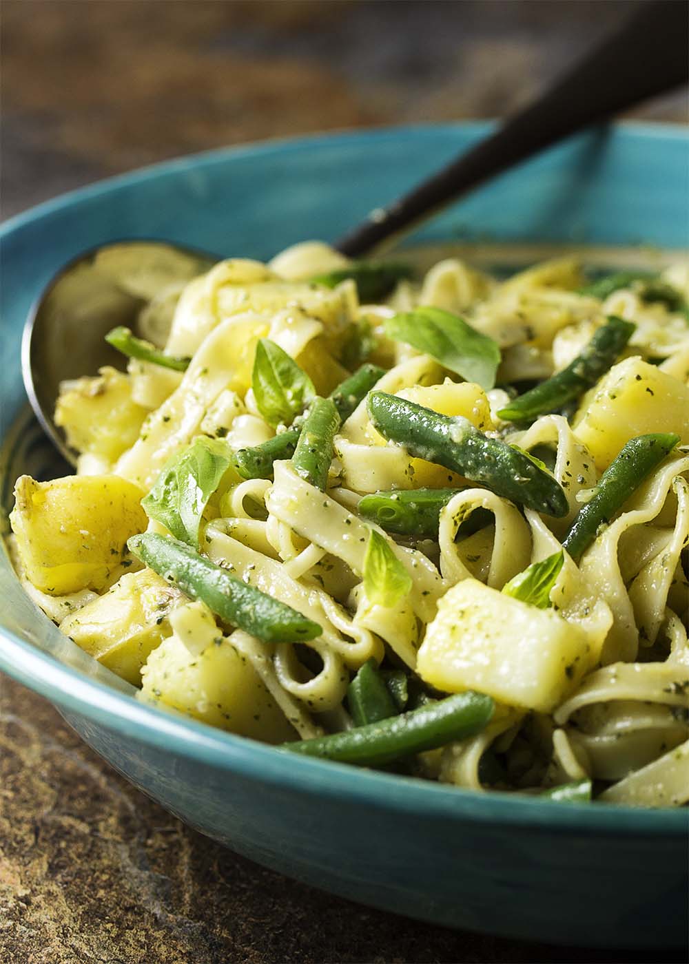 Pesto Pasta with Green Beans and Potatoes Just a Little