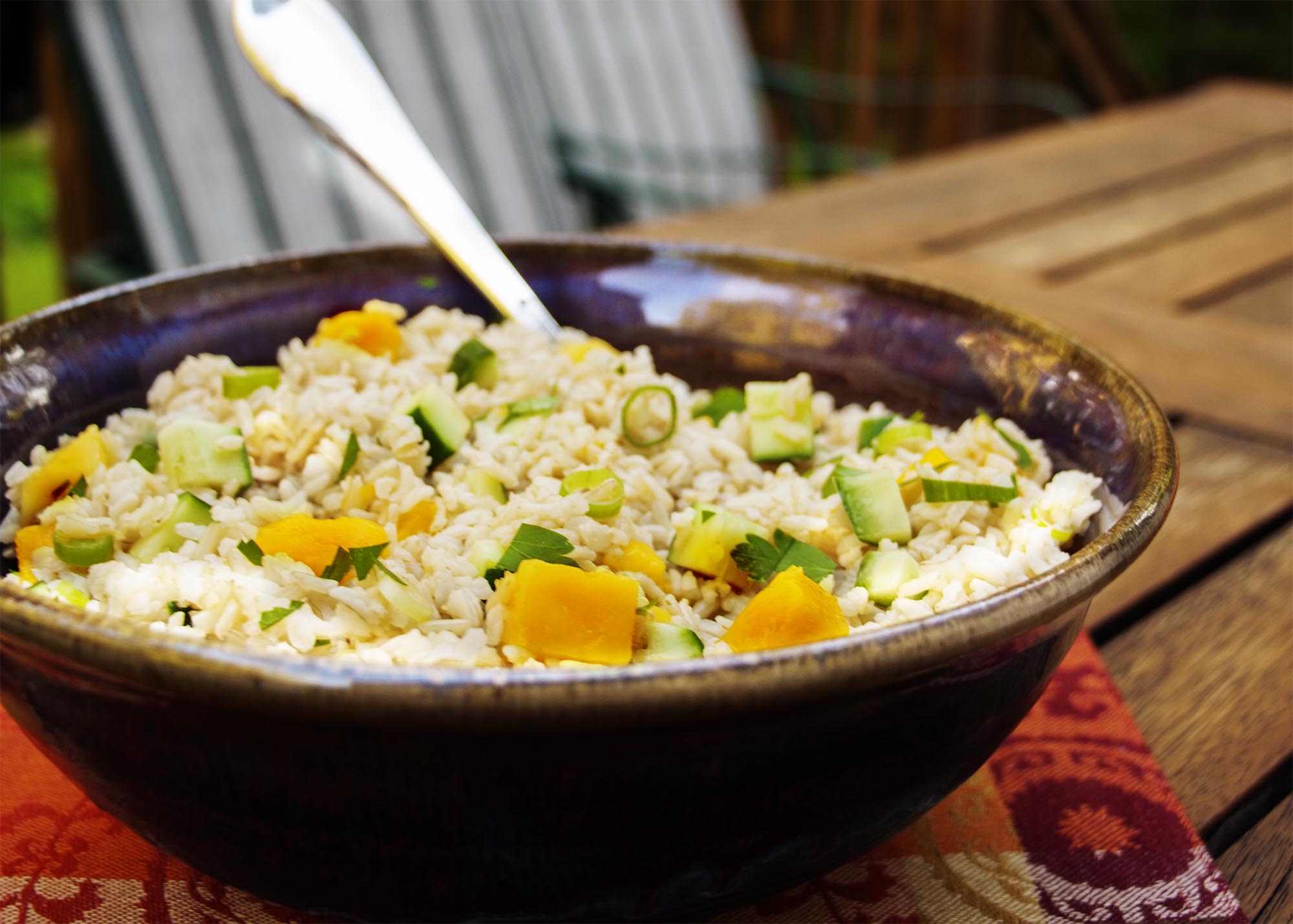 Mango, Cucumber Brown Rice Salad - a light and refreshing grain based salad | justalittlebitofbacon.com