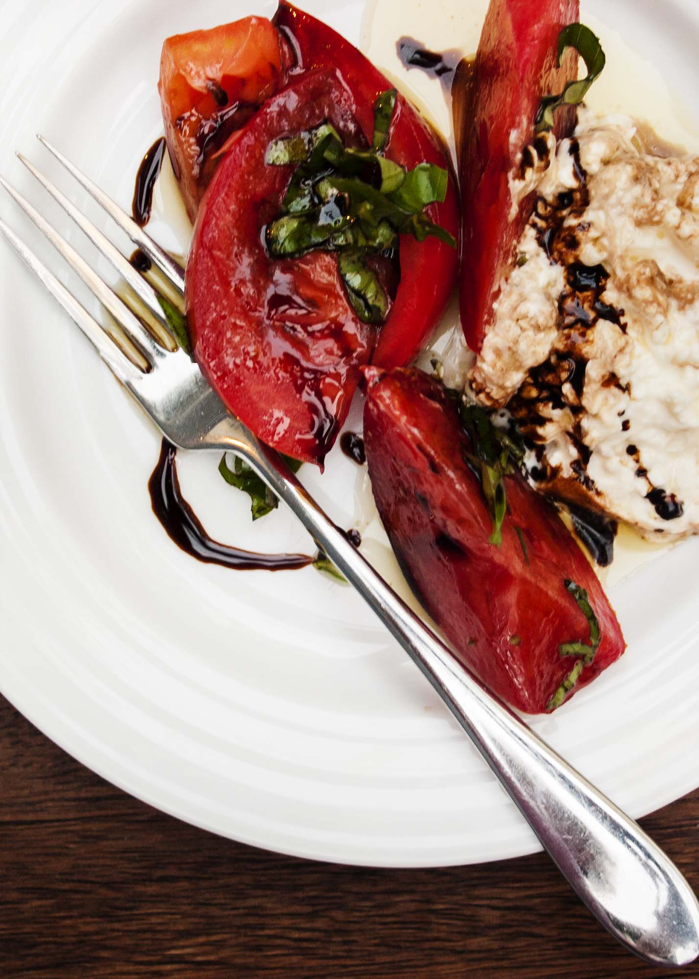 Tomato, Basil Caprese Salad - This salad is an example of taking the freshest ingredients using them simply and producing incredible results. | justalittlebitofbacon.com