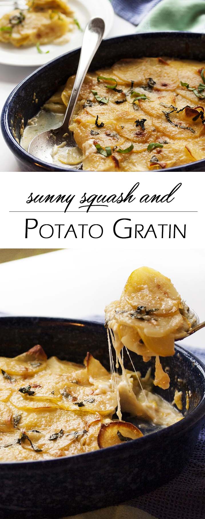 Sunny Yellow Squash and Potato Gratin - Yellow squash and yellow potatoes combine in this gratin to make one of my favorite easy side dishes. | justalittlebitofbacon.com