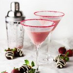 Chocolate Covered Strawberry Martini - Intense strawberry flavor is balanced with chocolate and a bit of cream which combine to make an amazing chocolate strawberry martini that is perfect for a romantic night in or a girl's night get-together. | justalittlebitofbacon.com