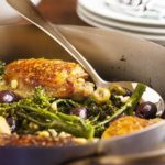 Pan Roasted Chicken Thighs with Olives and Pine Nuts