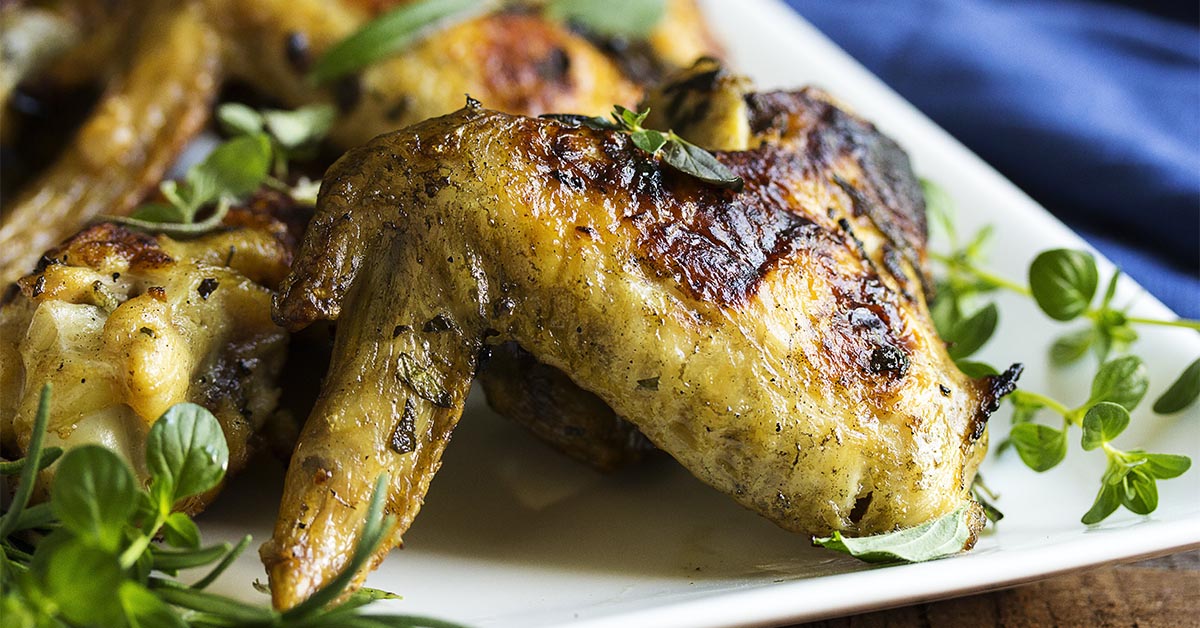 Herb Marinated Grilled Chicken Wings - Just a Little Bit of Bacon