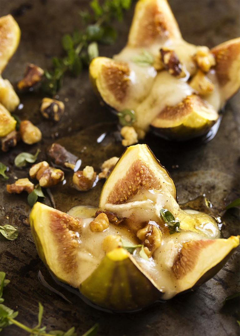 Fig Appetizer With Brie and Spiced Honey - Just a Little Bit of Bacon