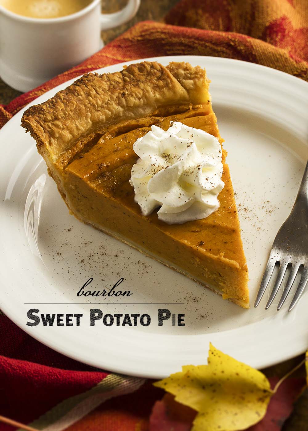 Baked sweet potatoes, cream, spices, and a dollop of bourbon come together to make a classic bourbon sweet potato pie which is perfect for the Thanksgiving table. | justalittlebitofbacon.com