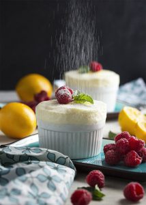 Meyer lemons give these chilled lemon souffles a sweeter, rather floral flavor which is just right for this elegant, make-ahead dessert. Serve them in small ramekins so the souffle climbs over the rims or in parfait glasses with whipped cream. | justalittlebitofbacon.com