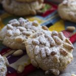 These gluten-free Italian pignoli cookies, adapted from Lidia Bastianich, are a great holiday cookie full of almonds and pine nuts! A great addition to a Christmas cookie tray. | justalittlebitofbacon.com