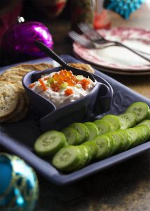 Smoked salmon cream cheese dip is a great and easy holiday party appetizer and it's even better with salmon caviar added to the mix! | justalittlebitofbacon.com