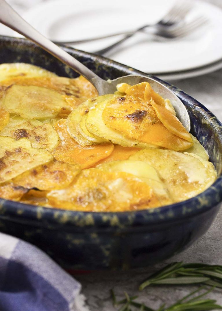 Butternut Squash Potato Gratin with Brie and Thyme Just a Little Bit