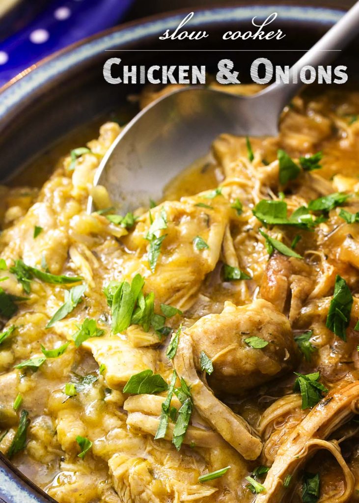 Slow Cooker Chicken and Onions Just a Little Bit of Bacon