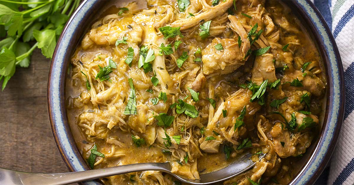 Slow Cooker Chicken and Onions - Just a Little Bit of Bacon