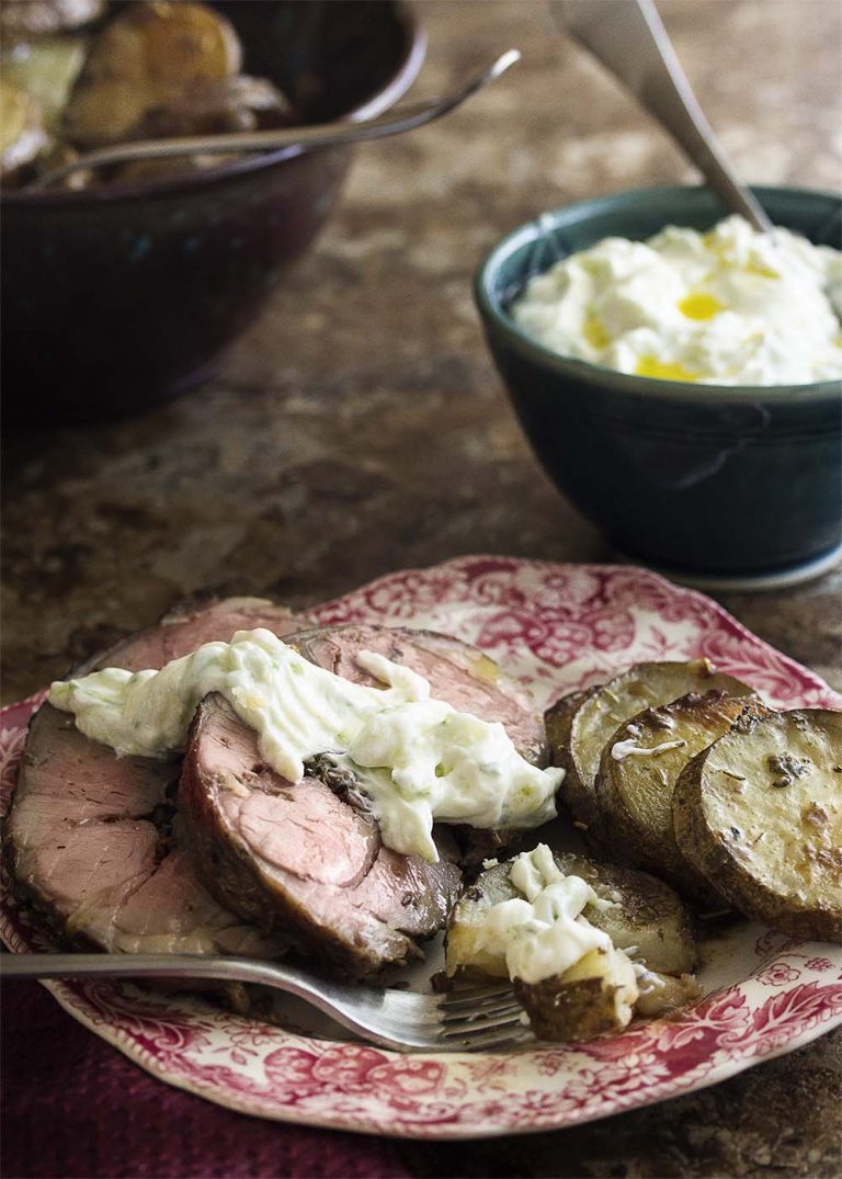Slow Roasted Greek Lamb Leg and Potatoes Just a Little Bit of Bacon