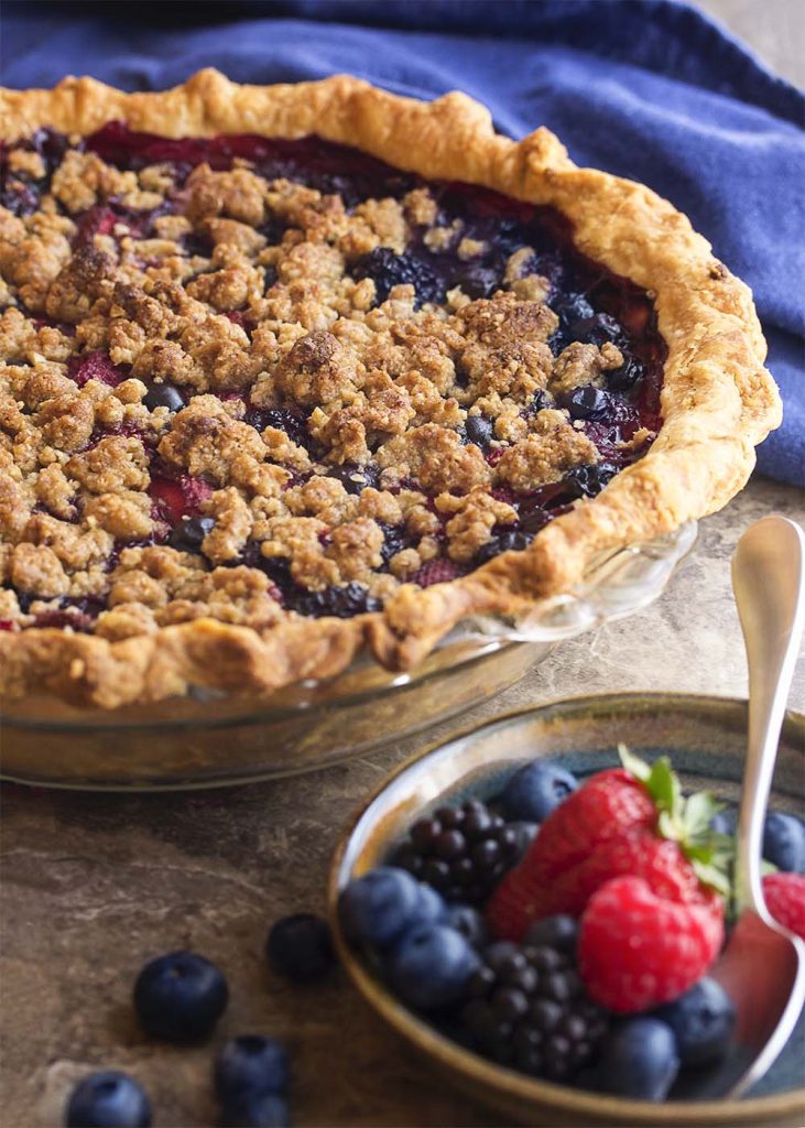 Midsummer Mixed Berry Pie with Crumb Topping Just a Little Bit of Bacon