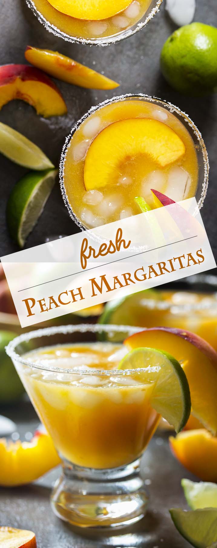 Have some overripe peaches on the counter? Puree them up into an intensely peachy and not too sweet fresh peach margarita on the rocks! | justalittlebitofbacon.com