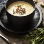 Creamy Cauliflower Blue Cheese Soup with Truffle Oil