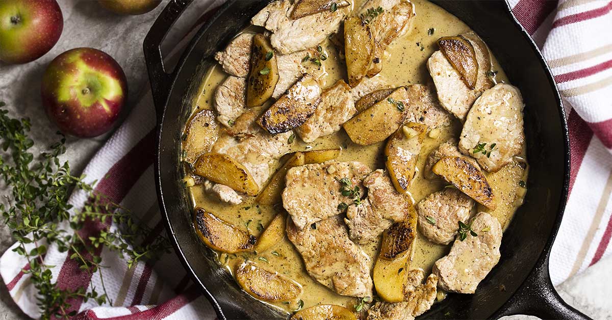 Sauteed Pork Tenderloin Medallions with a Cider Cream Sauce Just a