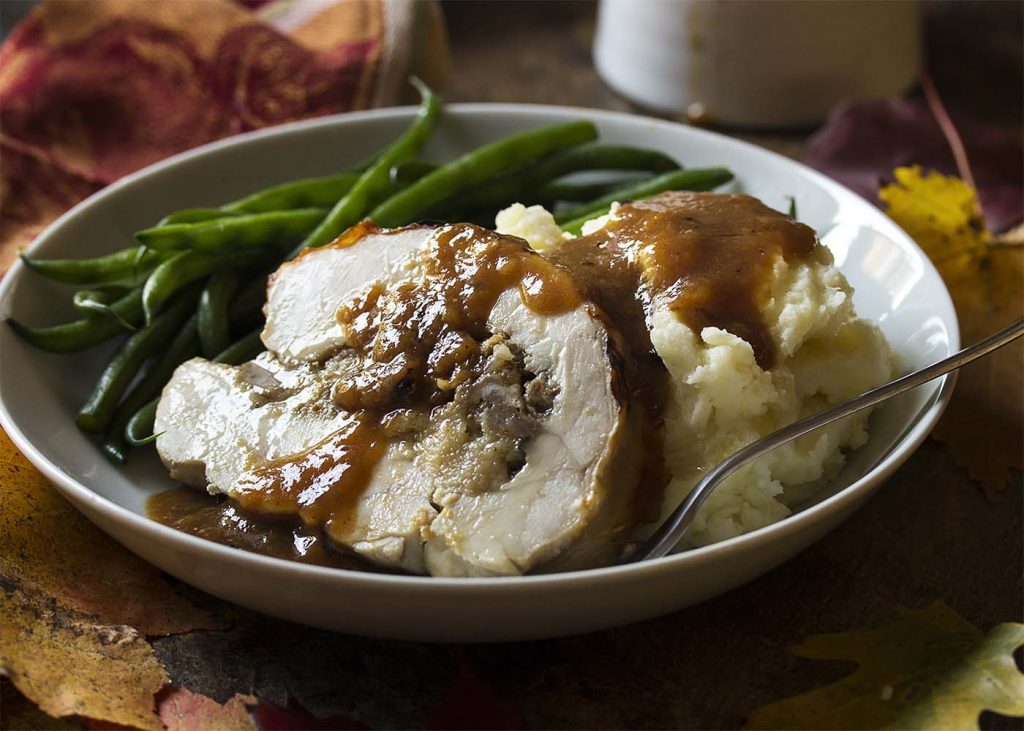 Turkey Breast Roulade with Sausage Fig Stuffing - Just a Little Bit of ...