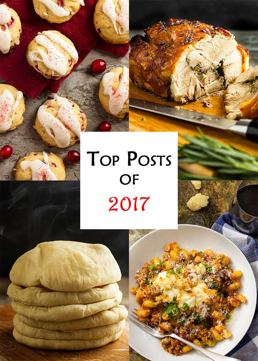 Here are my top recipes of 2017! If you are looking for great Italian, Spanish, Greek, and French recipes (and American!), you can't go wrong with these favorites. From a slow braised ragu, to chicken dijon, homemade breads, and great cookies. And I included my personal favorites from the year which didn't make the top 10 in popularity. | justalittlebitofbacon.com #mediterraneanfood #italianfood #greekfood #christmascookies #comfortfood