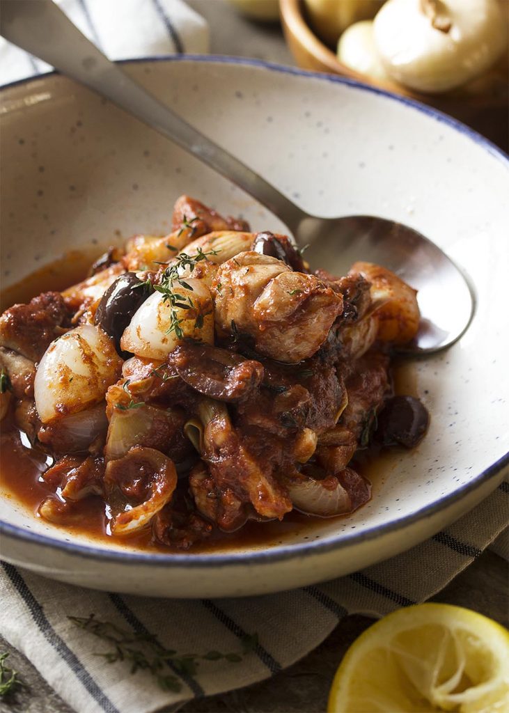 Greek Chicken Stifado (Stew) Just a Little Bit of Bacon