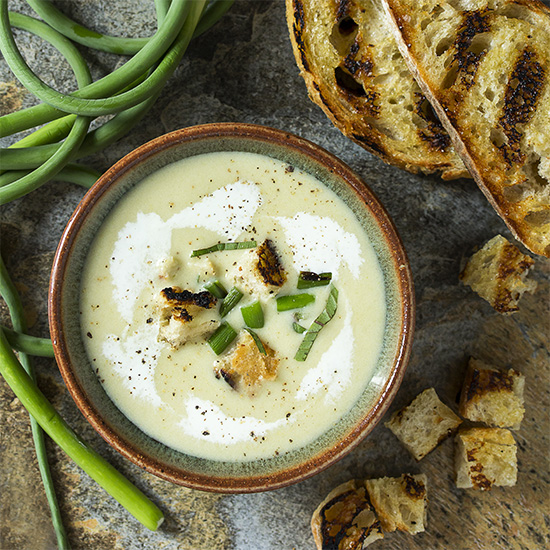 Cold Potato and Garlic Scape Soup (Vichyssoise) Just a Little Bit of