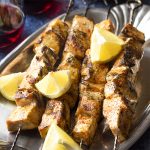 Turn swordfish steaks into a zesty Mediterranean Spanish tapas dish by grilling up these paprika rubbed swordfish kebabs. Great for dinner too! | justalittlebitofbacon.com #spanishrecipes #tapasrecipes #tapas #fishrecipes #grillrecipes