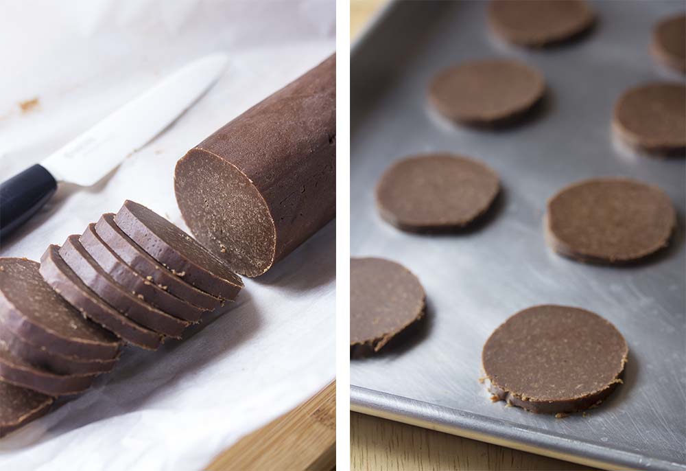Step by step on how to slice the cookies.