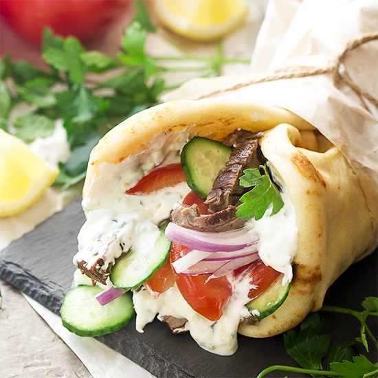 Grilled Skirt Steak Gyros Just a Little Bit of Bacon