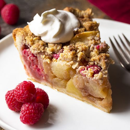 Apple Raspberry Pie with Crumb Topping - Just a Little Bit of Bacon