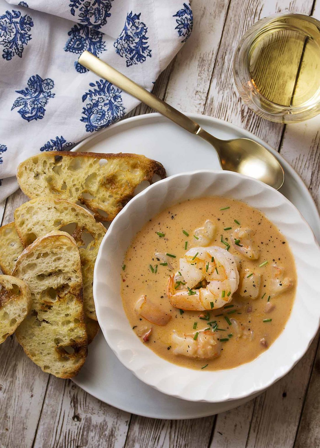 Creamy Shrimp Bisque with Pancetta Just a Little Bit of Bacon