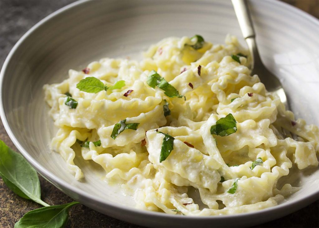 Lemon Ricotta Pasta with Fresh Herbs Just a Little Bit of Bacon