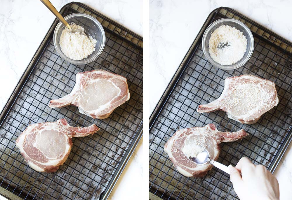 Step by step on how to prep the chops.