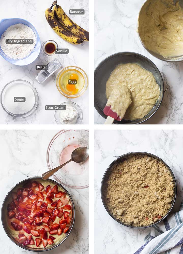 Ingredients and step by step on how to make the cake.