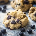 You'll love my easy buttermilk blueberry drop scones! Bursting with fresh berries, moist and tender, and little spicy from the cinnamon. This breakfast treat is quick to make and freezes well. | justalittlebitofbacon.com